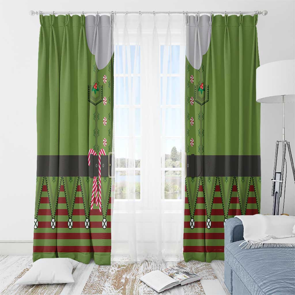 Christmas Costume Elf Window Curtain Classic Green Xmas Style - Wonder Print Shop