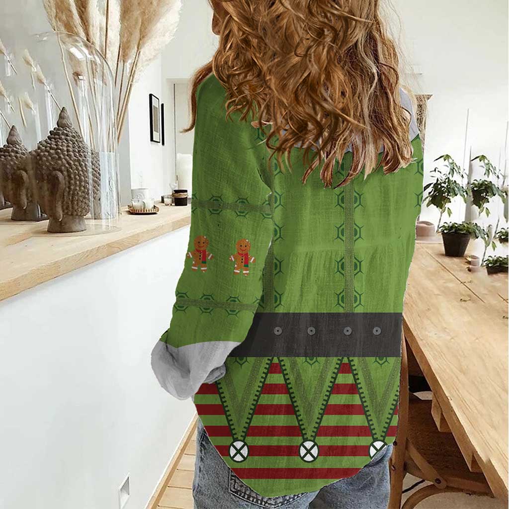 Christmas Costume Elf Women Casual Shirt Classic Green Xmas Style - Wonder Print Shop