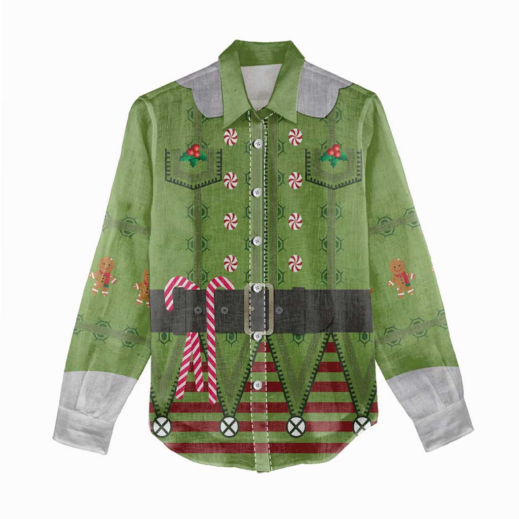 Christmas Costume Elf Women Casual Shirt Classic Green Xmas Style - Wonder Print Shop