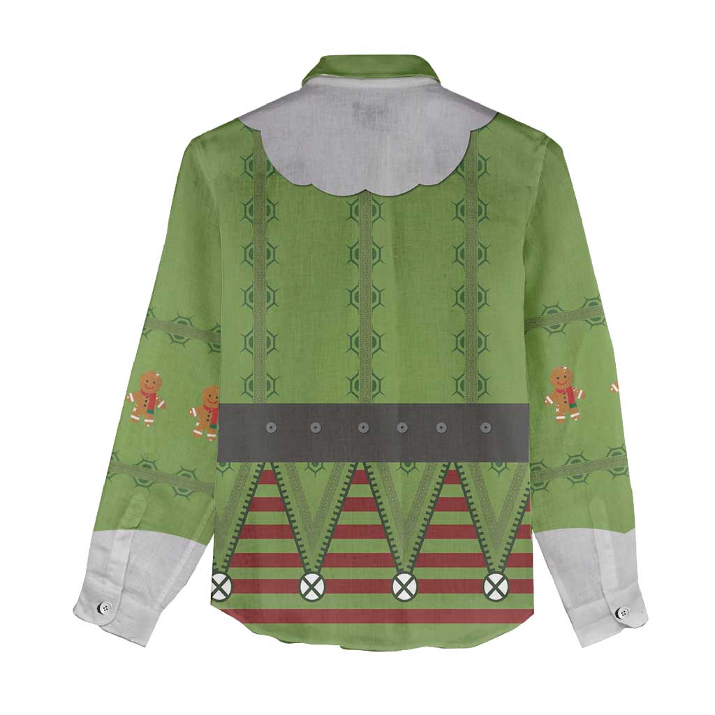 Christmas Costume Elf Women Casual Shirt Classic Green Xmas Style - Wonder Print Shop