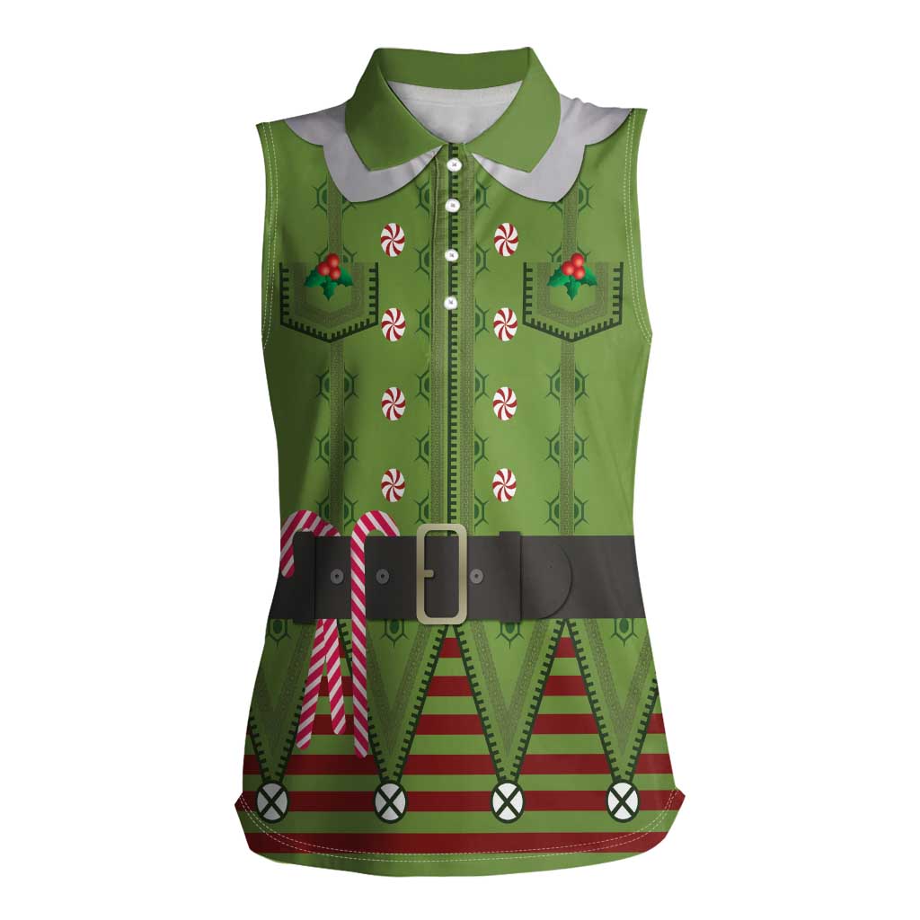 Christmas Costume Elf Women Sleeveless Polo Shirt Classic Green Xmas Style - Wonder Print Shop