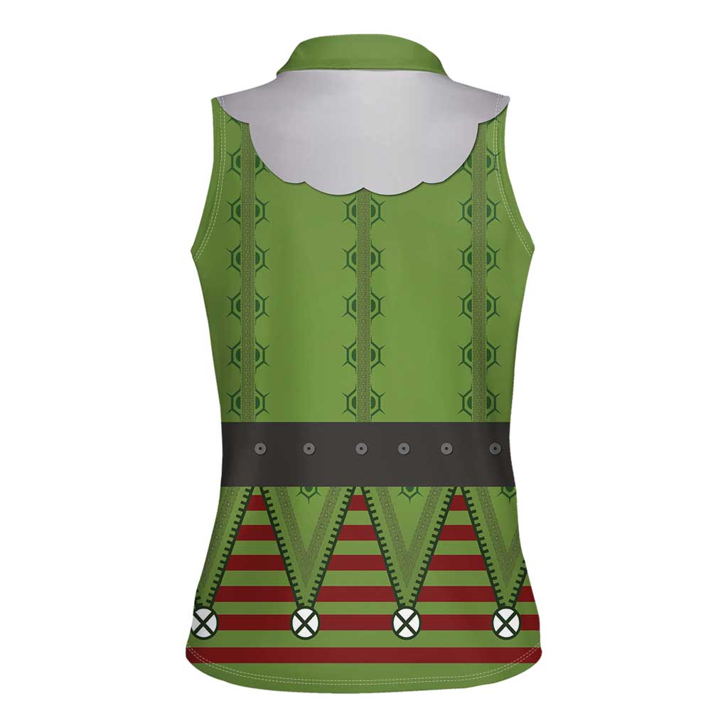 Christmas Costume Elf Women Sleeveless Polo Shirt Classic Green Xmas Style - Wonder Print Shop
