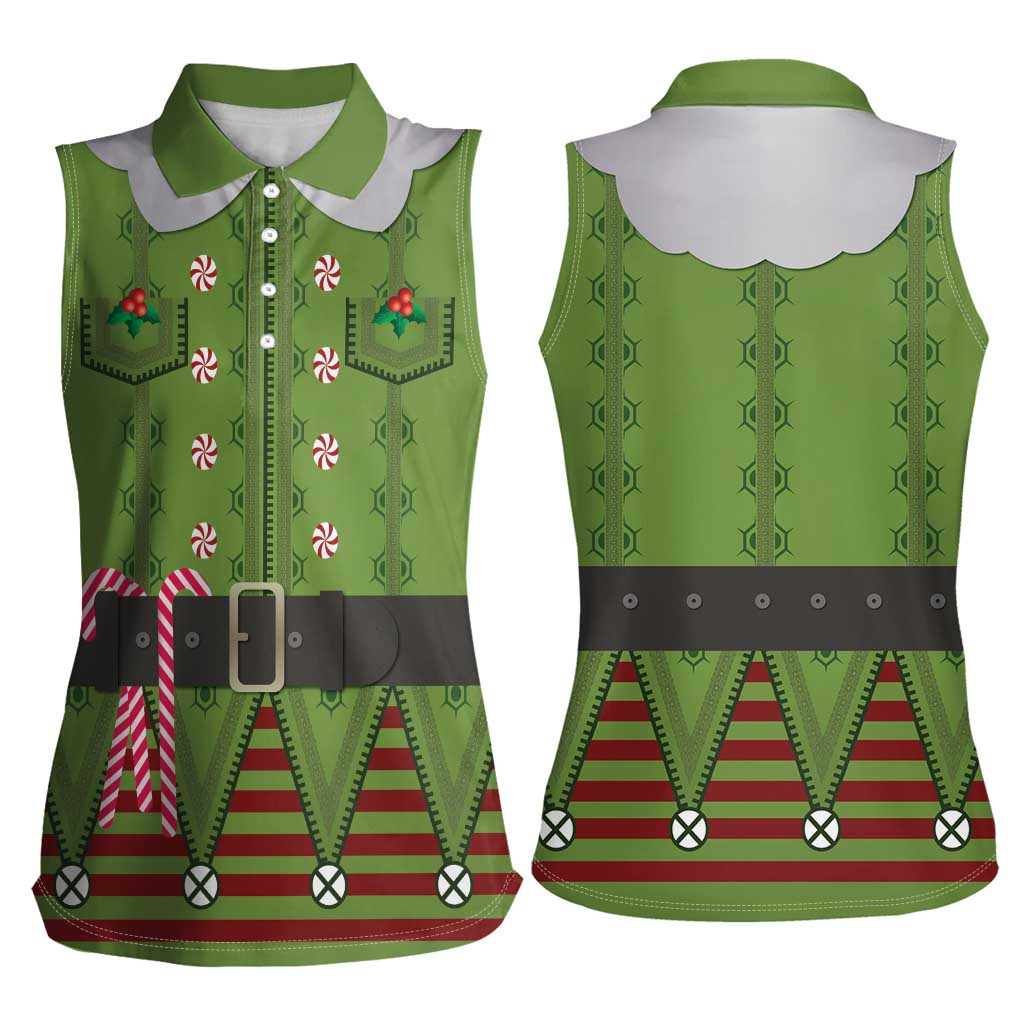 Christmas Costume Elf Women Sleeveless Polo Shirt Classic Green Xmas Style - Wonder Print Shop