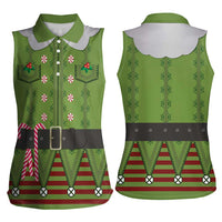 Christmas Costume Elf Women Sleeveless Polo Shirt Classic Green Xmas Style - Wonder Print Shop