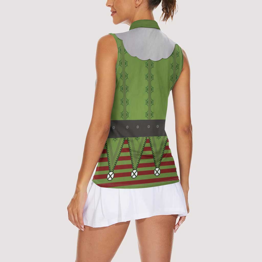 Christmas Costume Elf Women Sleeveless Polo Shirt Classic Green Xmas Style - Wonder Print Shop