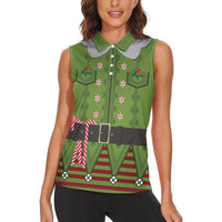 Christmas Costume Elf Women Sleeveless Polo Shirt Classic Green Xmas Style - Wonder Print Shop