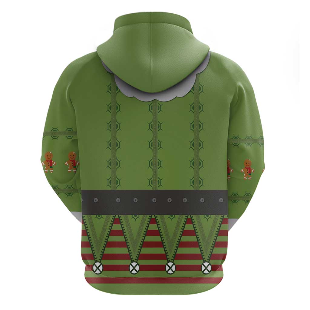 Christmas Costume Elf Zip Hoodie Classic Green Xmas Style - Wonder Print Shop