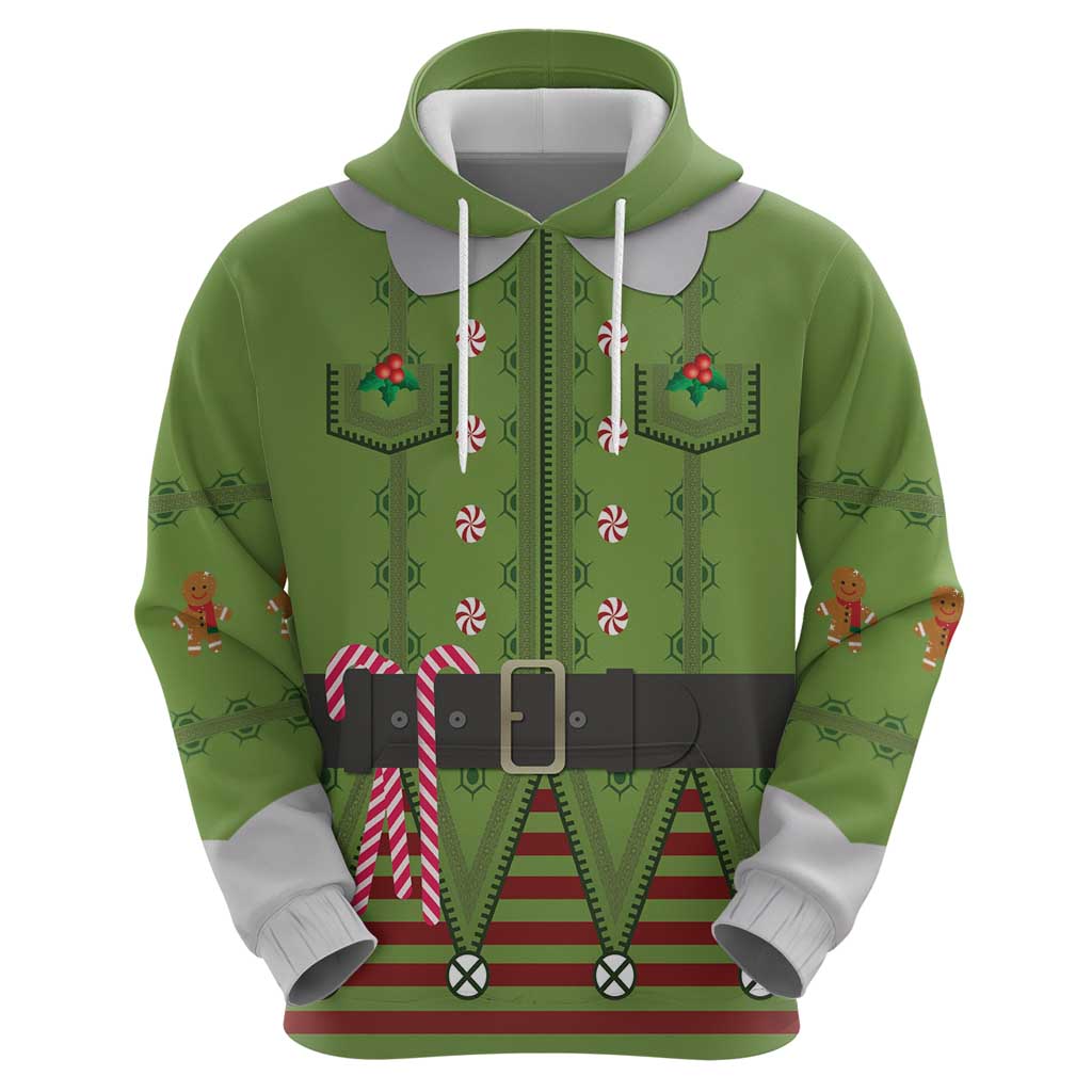 Christmas Costume Elf Zip Hoodie Classic Green Xmas Style - Wonder Print Shop