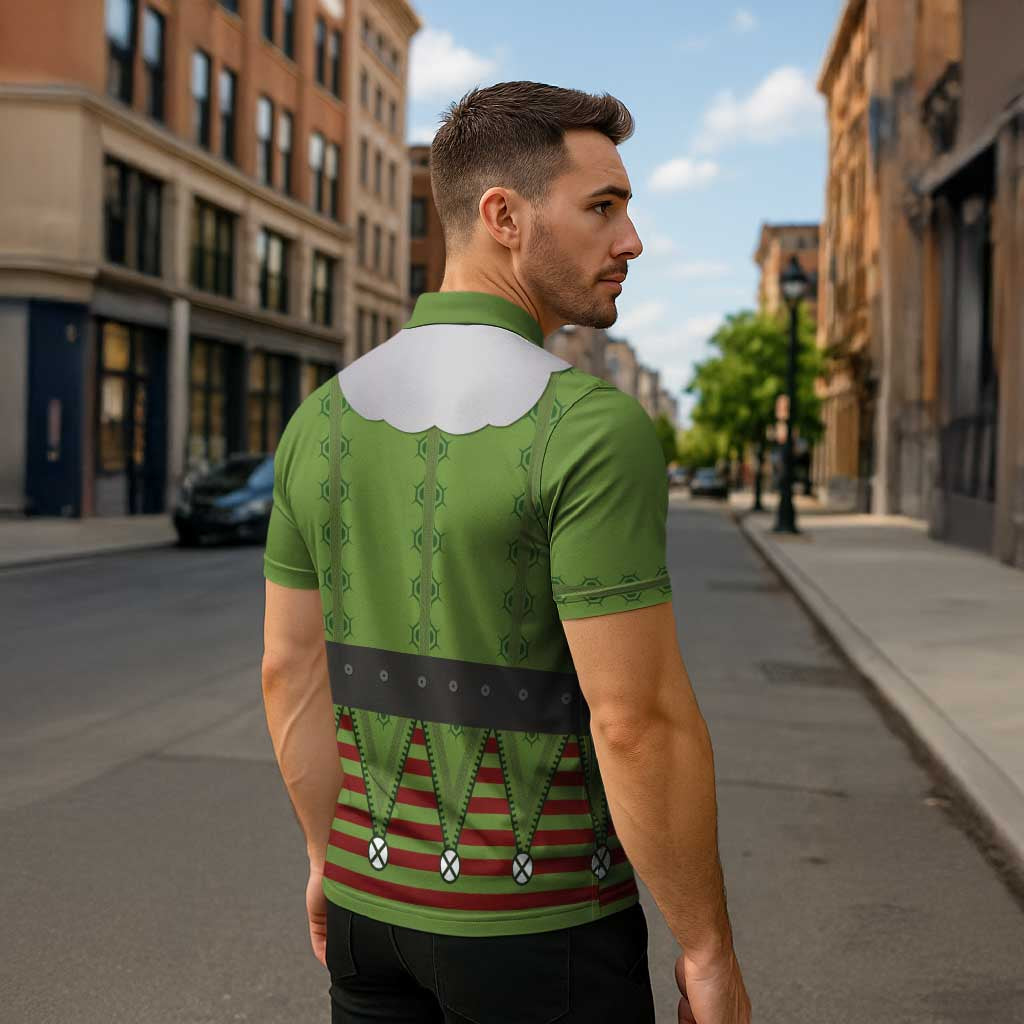 Christmas Costume Elf Zipper Polo Shirt Classic Green Xmas Style - Wonder Print Shop