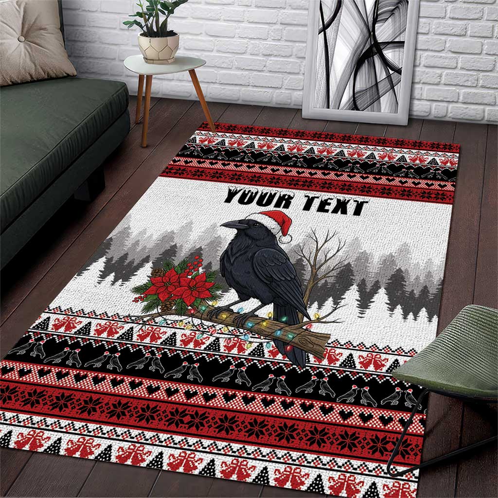 F Caw F Christmas Raven Personalized Area Rug Holiday Crow Festive - Wonder Print Shop