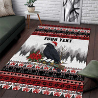 F Caw F Christmas Raven Personalized Area Rug Holiday Crow Festive - Wonder Print Shop