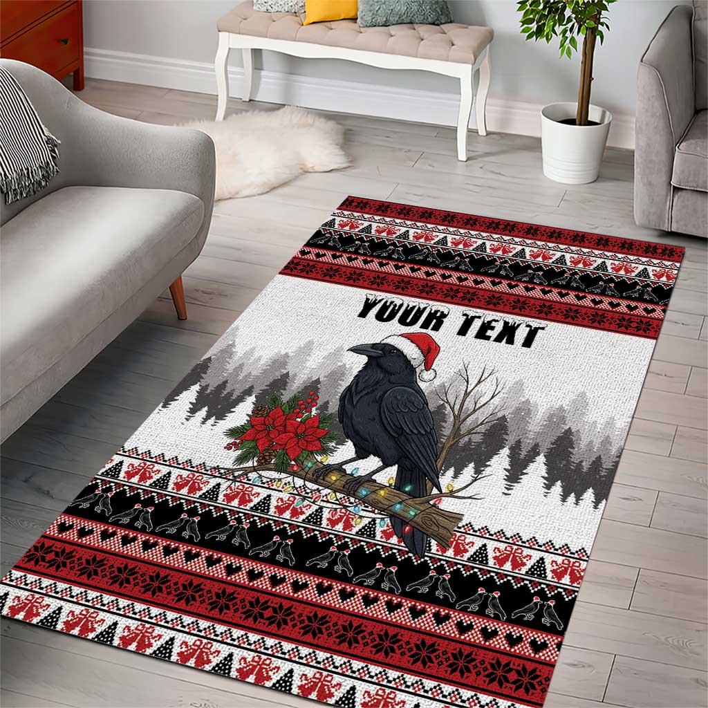F Caw F Christmas Raven Personalized Area Rug Holiday Crow Festive - Wonder Print Shop