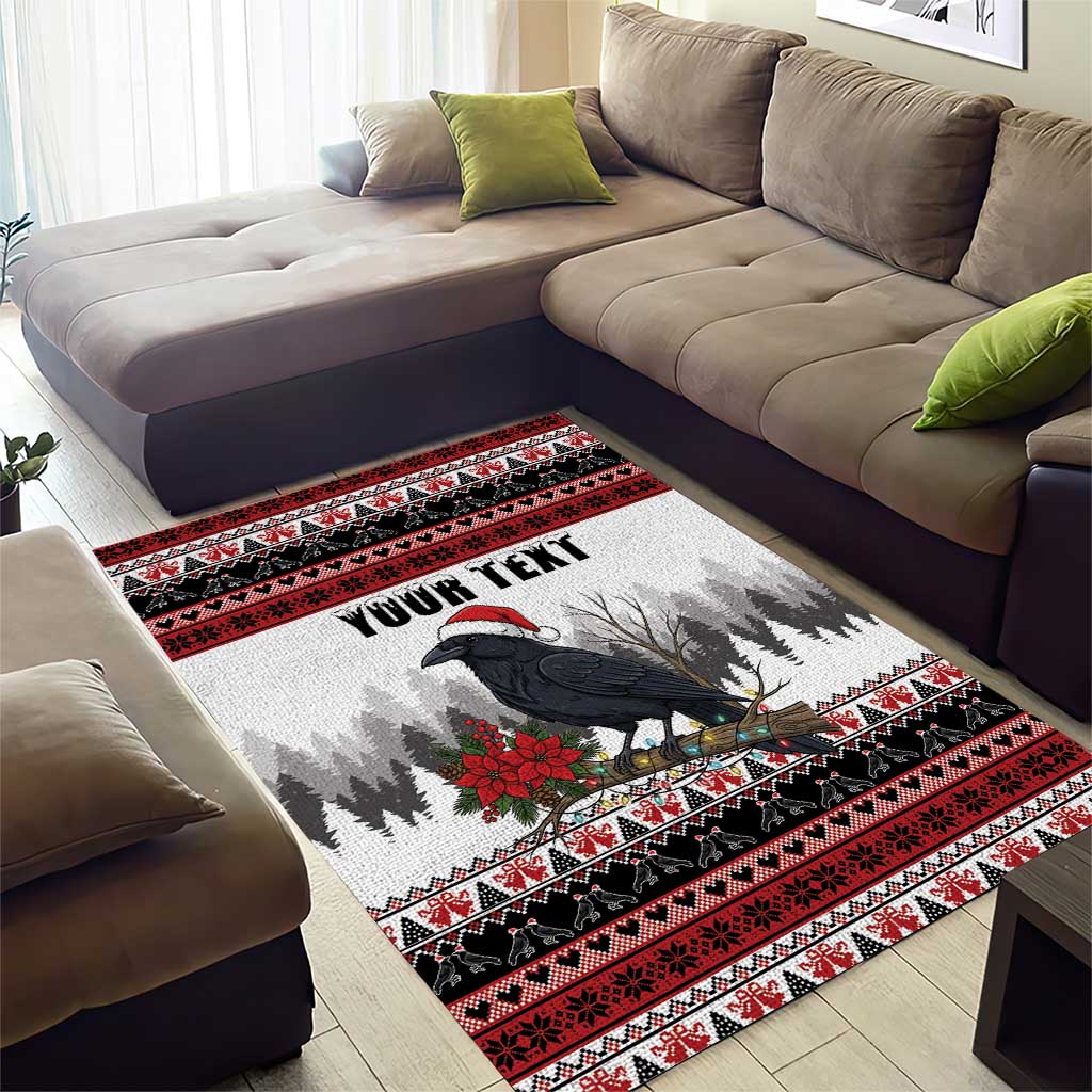 F Caw F Christmas Raven Personalized Area Rug Holiday Crow Festive - Wonder Print Shop