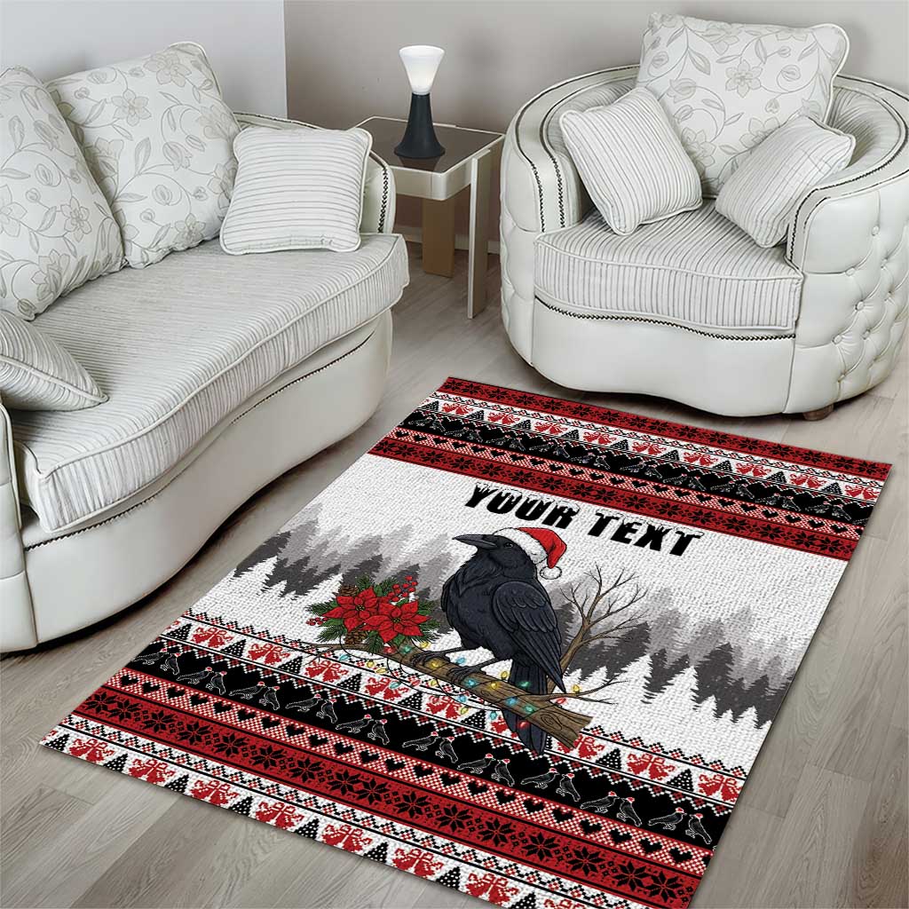 F Caw F Christmas Raven Personalized Area Rug Holiday Crow Festive - Wonder Print Shop