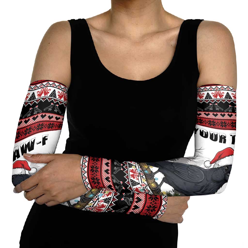 F Caw F Christmas Raven Personalized Arm Sleeves Holiday Crow Festive - Wonder Print Shop