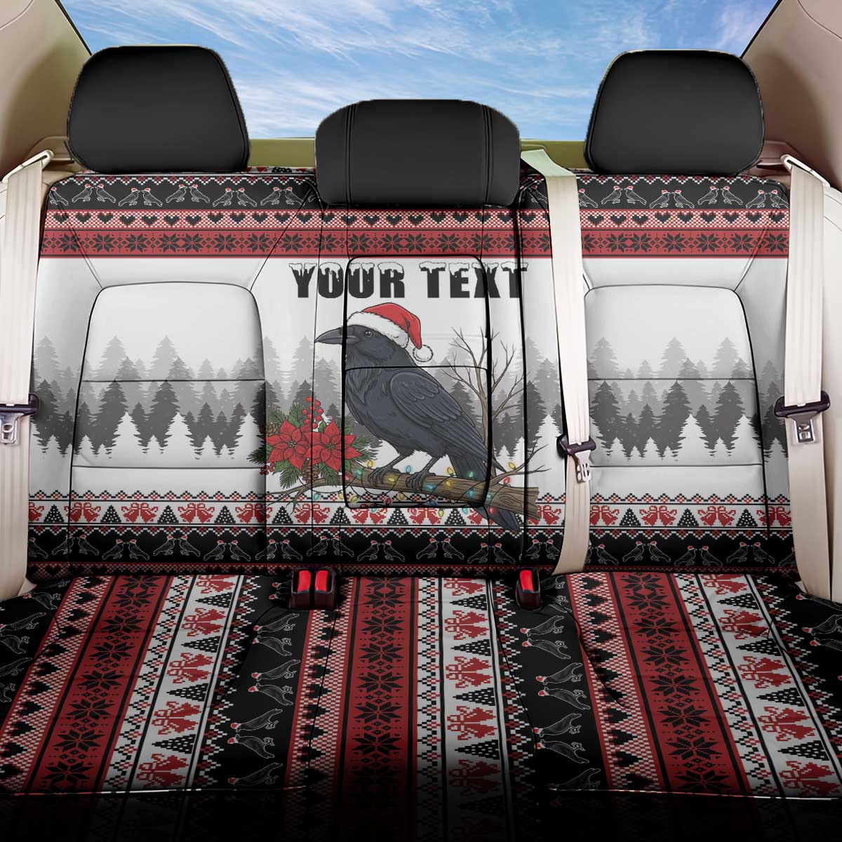 F Caw F Christmas Raven Personalized Back Car Seat Cover Holiday Crow Festive - Wonder Print Shop