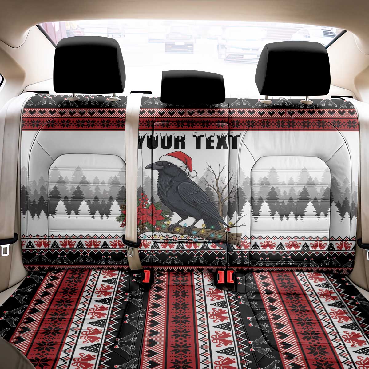 F Caw F Christmas Raven Personalized Back Car Seat Cover Holiday Crow Festive - Wonder Print Shop