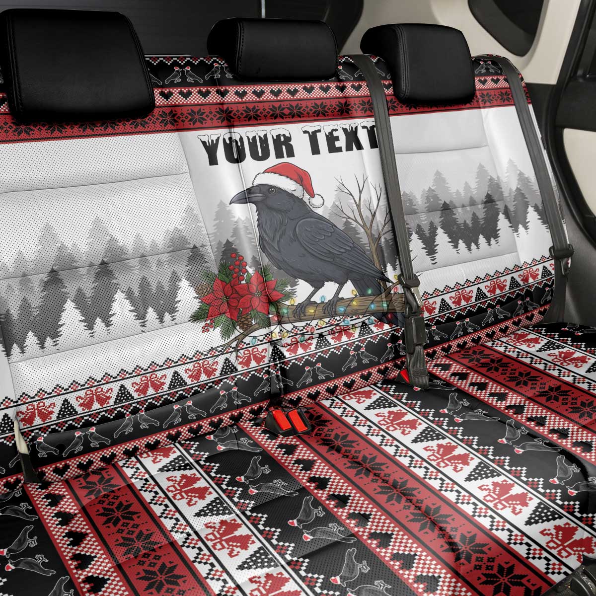 F Caw F Christmas Raven Personalized Back Car Seat Cover Holiday Crow Festive - Wonder Print Shop