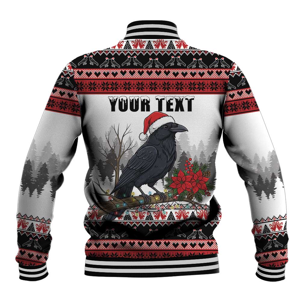 F Caw F Christmas Raven Personalized Baseball Jacket Holiday Crow Festive - Wonder Print Shop