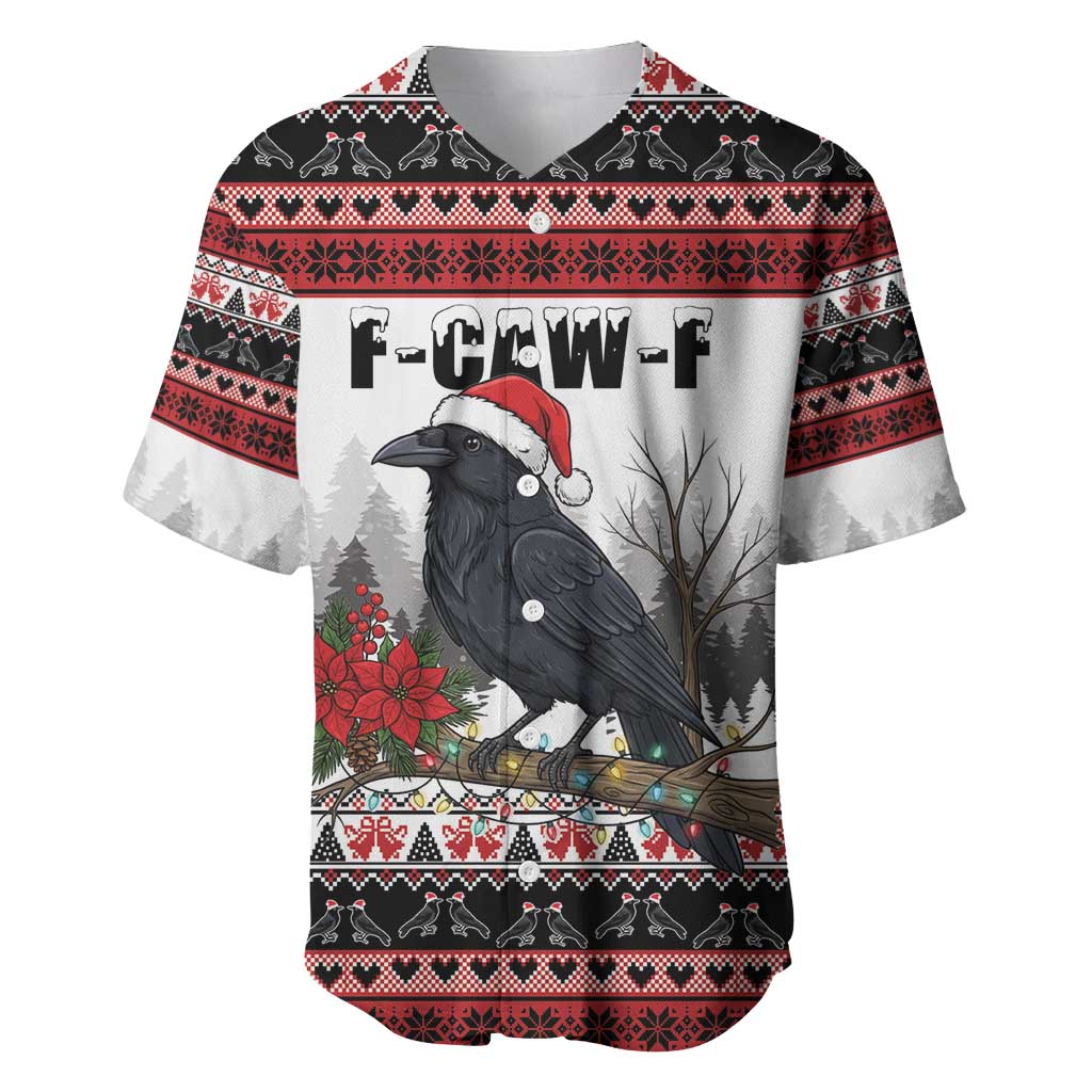 F Caw F Christmas Raven Personalized Baseball Jersey Holiday Crow Festive - Wonder Print Shop