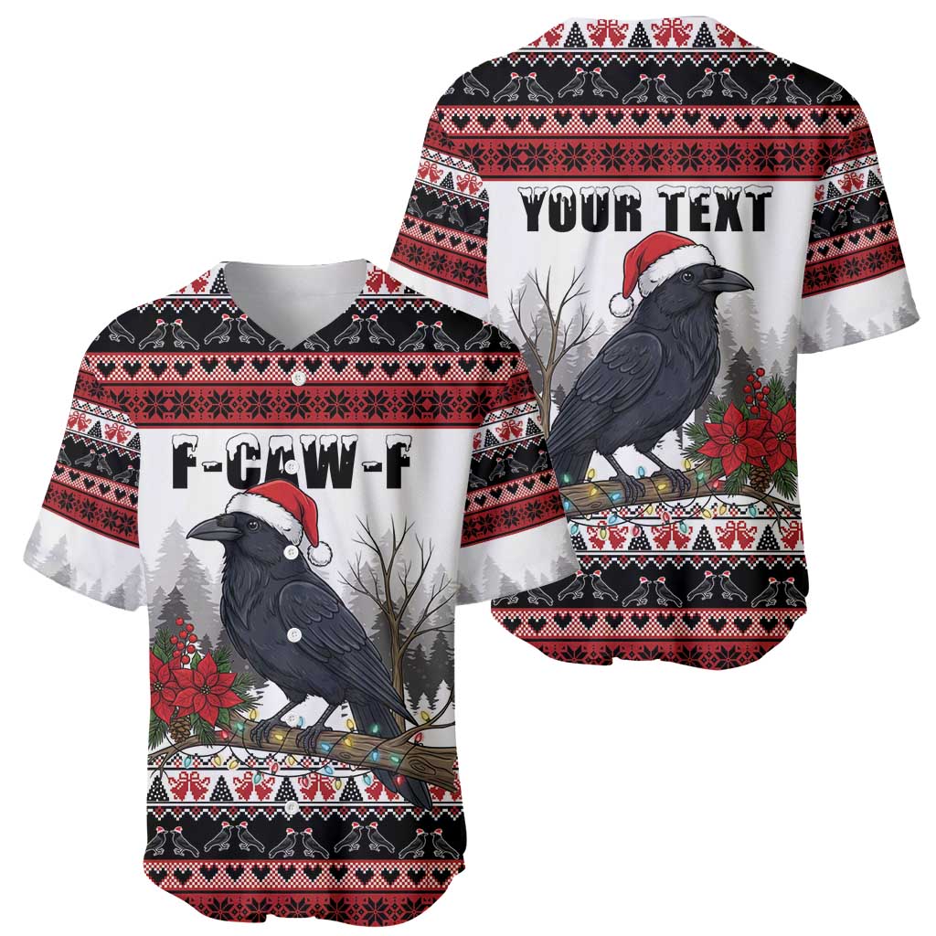 F Caw F Christmas Raven Personalized Baseball Jersey Holiday Crow Festive - Wonder Print Shop