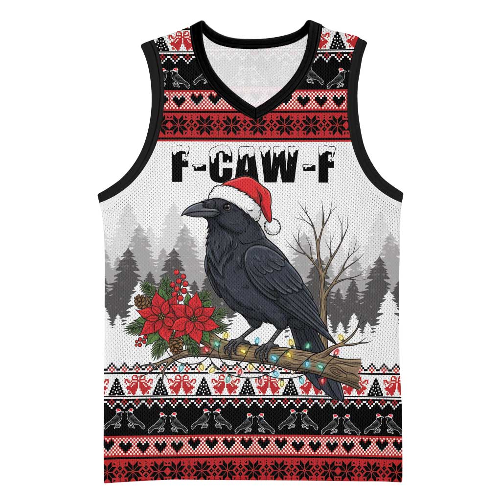 F Caw F Christmas Raven Personalized Basketball Jersey Holiday Crow Festive - Wonder Print Shop