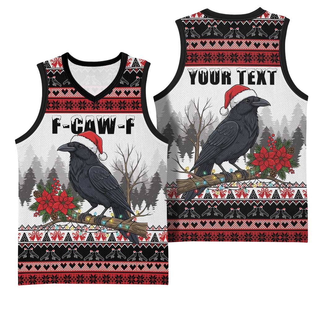 F Caw F Christmas Raven Personalized Basketball Jersey Holiday Crow Festive - Wonder Print Shop