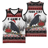 F Caw F Christmas Raven Personalized Basketball Jersey Holiday Crow Festive - Wonder Print Shop