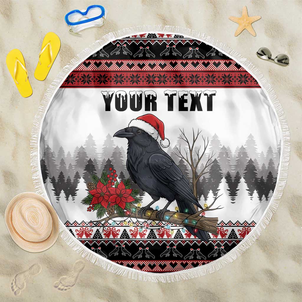 F Caw F Christmas Raven Personalized Beach Blanket Holiday Crow Festive - Wonder Print Shop