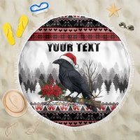 F Caw F Christmas Raven Personalized Beach Blanket Holiday Crow Festive - Wonder Print Shop