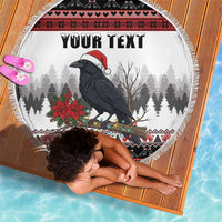F Caw F Christmas Raven Personalized Beach Blanket Holiday Crow Festive - Wonder Print Shop