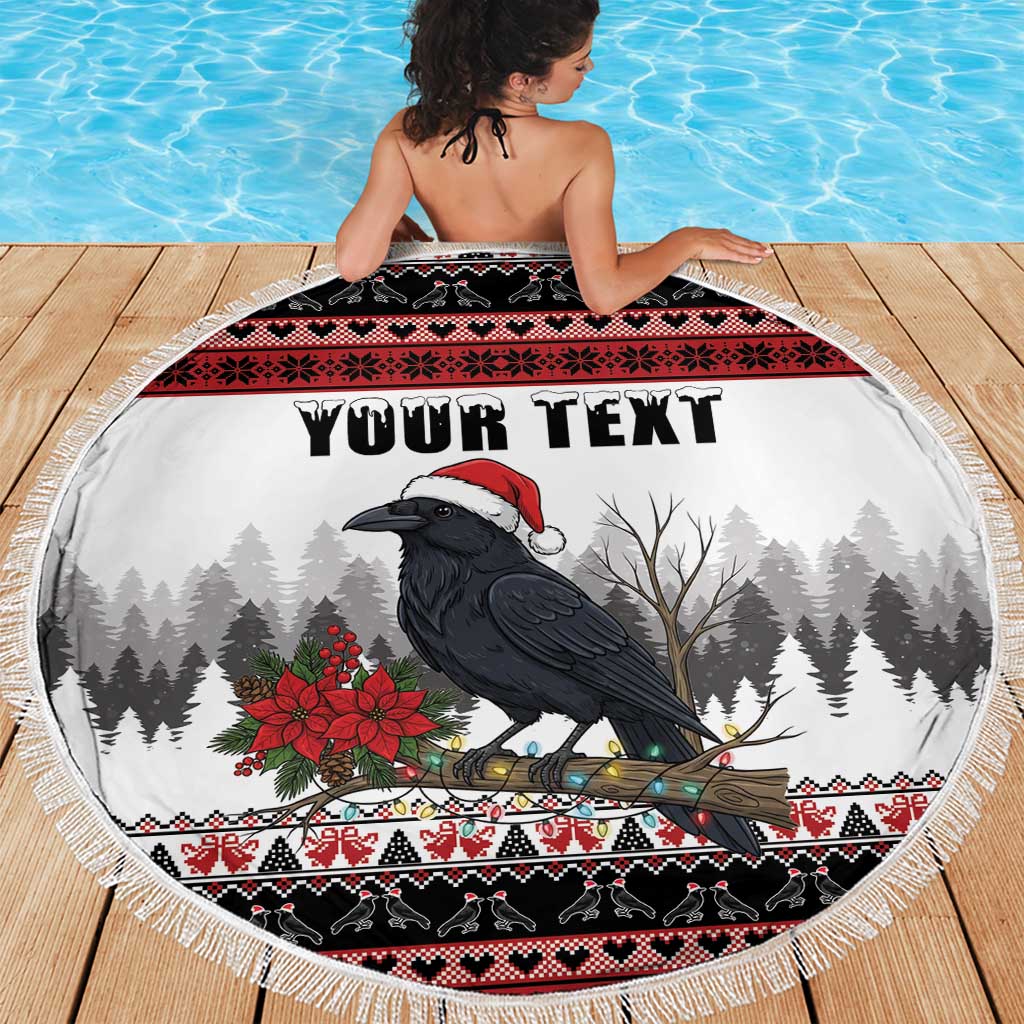 F Caw F Christmas Raven Personalized Beach Blanket Holiday Crow Festive - Wonder Print Shop