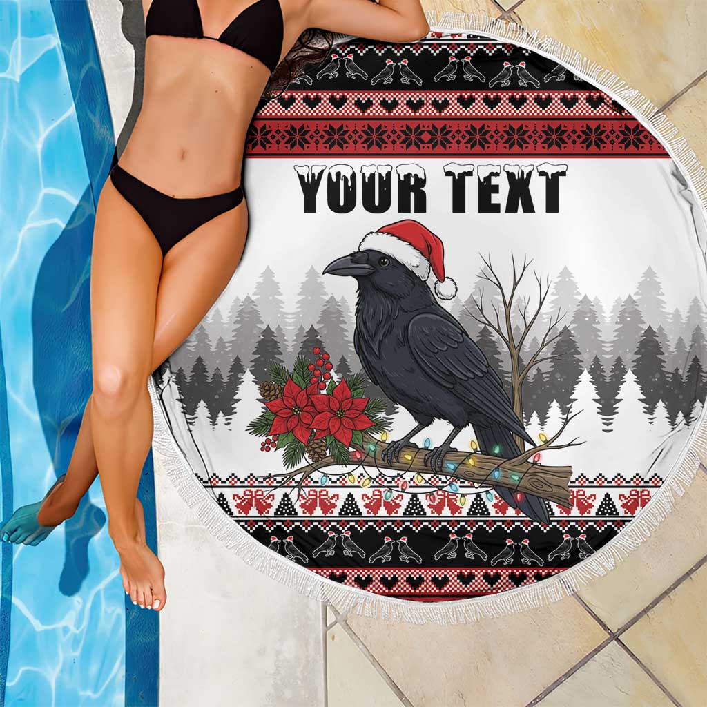 F Caw F Christmas Raven Personalized Beach Blanket Holiday Crow Festive - Wonder Print Shop