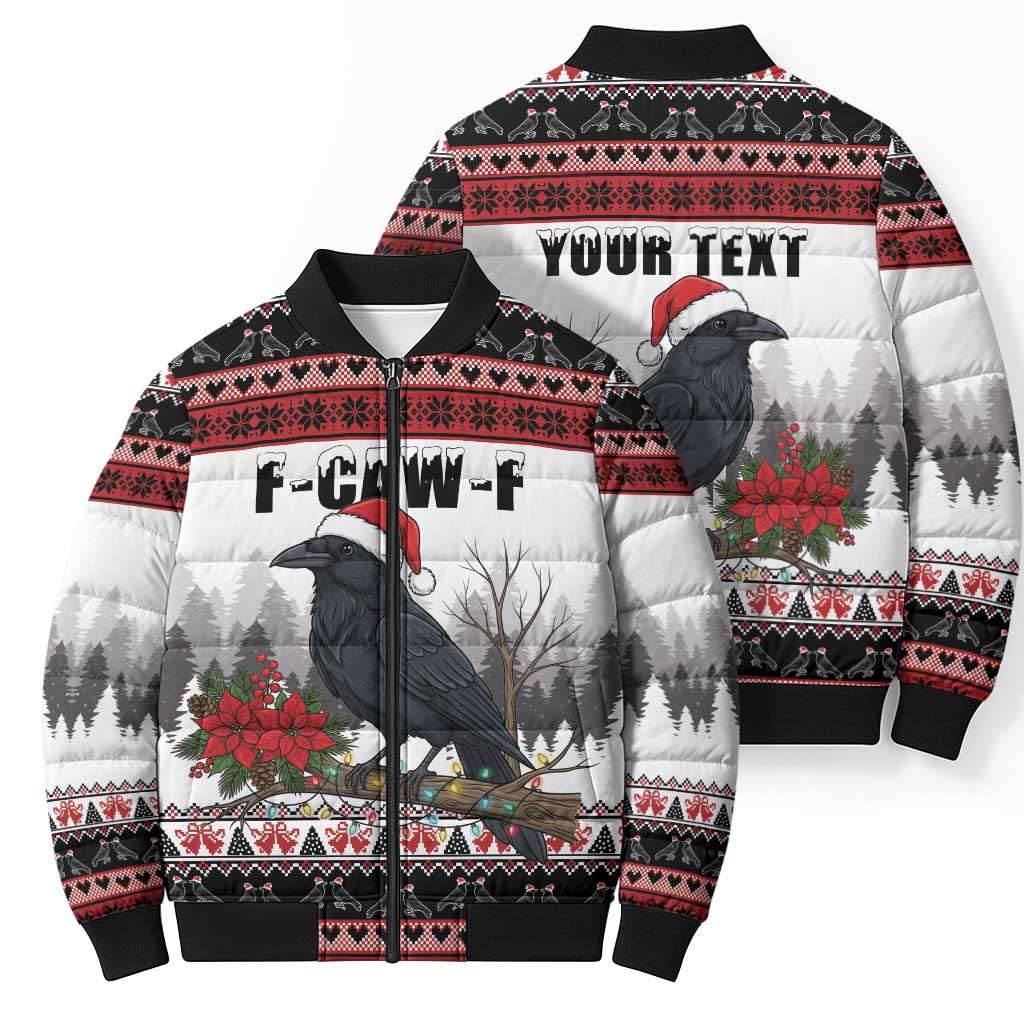F Caw F Christmas Raven Personalized Bomber Puffer Jacket Holiday Crow Festive - Wonder Print Shop