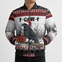 F Caw F Christmas Raven Personalized Bomber Puffer Jacket Holiday Crow Festive - Wonder Print Shop