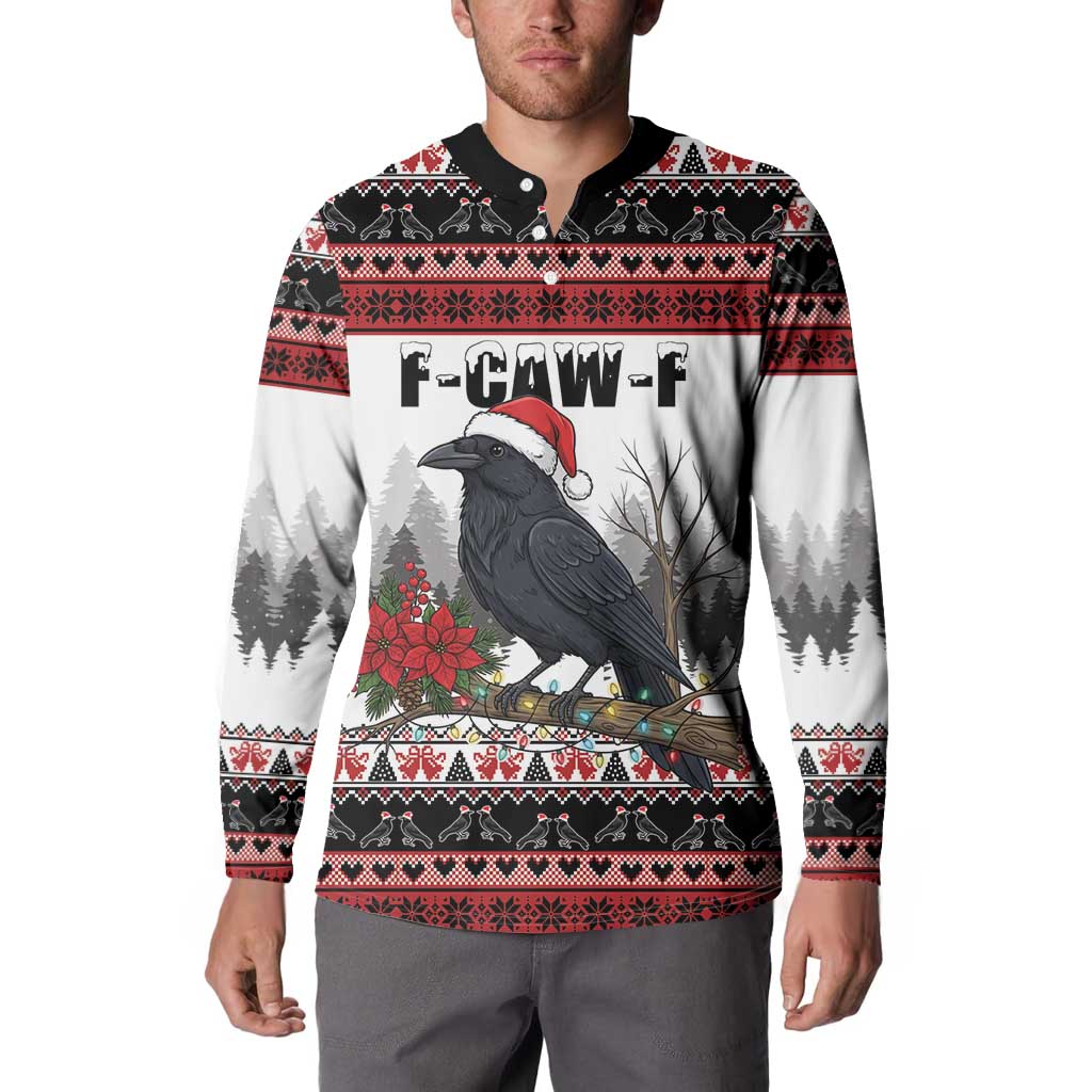 F Caw F Christmas Raven Personalized Button Sweatshirt Holiday Crow Festive - Wonder Print Shop