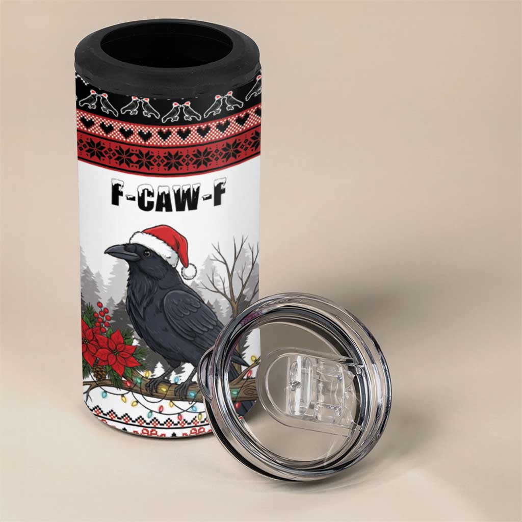 F Caw F Christmas Raven Personalized 4 in 1 Can Cooler Tumbler Holiday Crow Festive - Wonder Print Shop