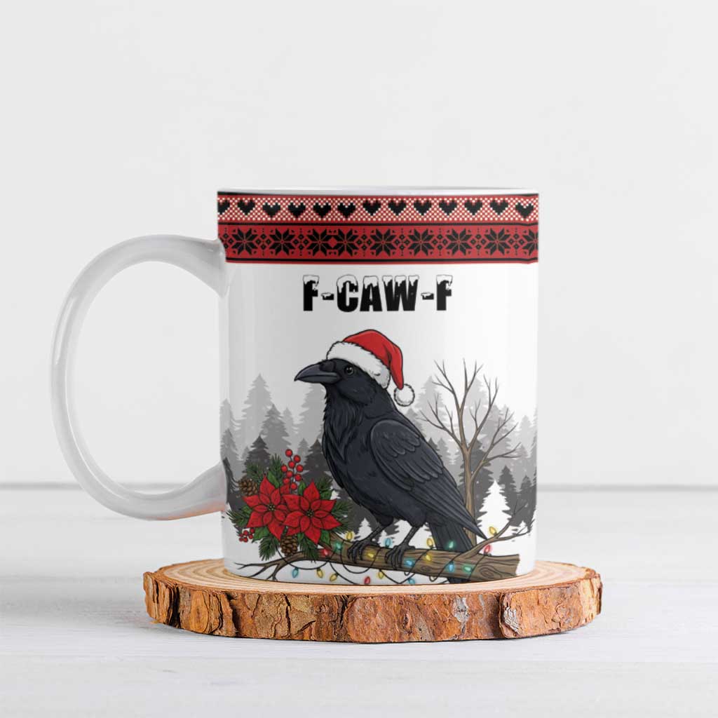 F Caw F Christmas Raven Personalized Ceramic Mug Holiday Crow Festive - Wonder Print Shop