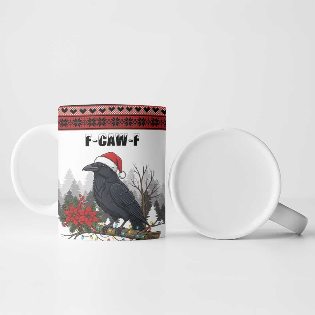F Caw F Christmas Raven Personalized Ceramic Mug Holiday Crow Festive - Wonder Print Shop