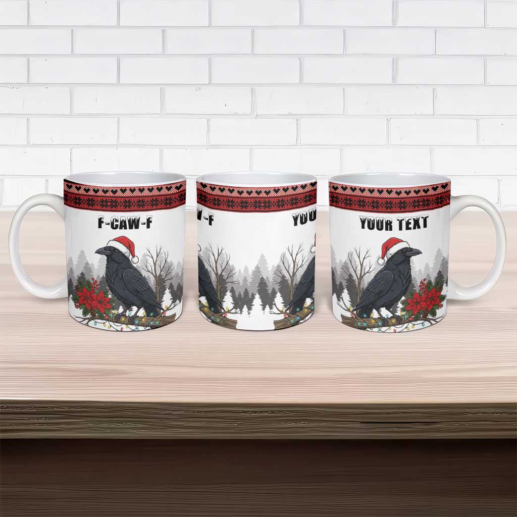 F Caw F Christmas Raven Personalized Ceramic Mug Holiday Crow Festive - Wonder Print Shop
