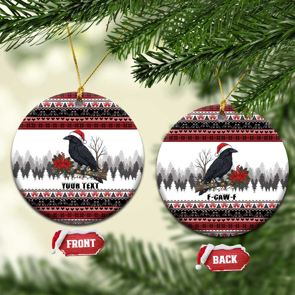 F Caw F Christmas Raven Personalized Ceramic Ornament Holiday Crow Festive - Wonder Print Shop