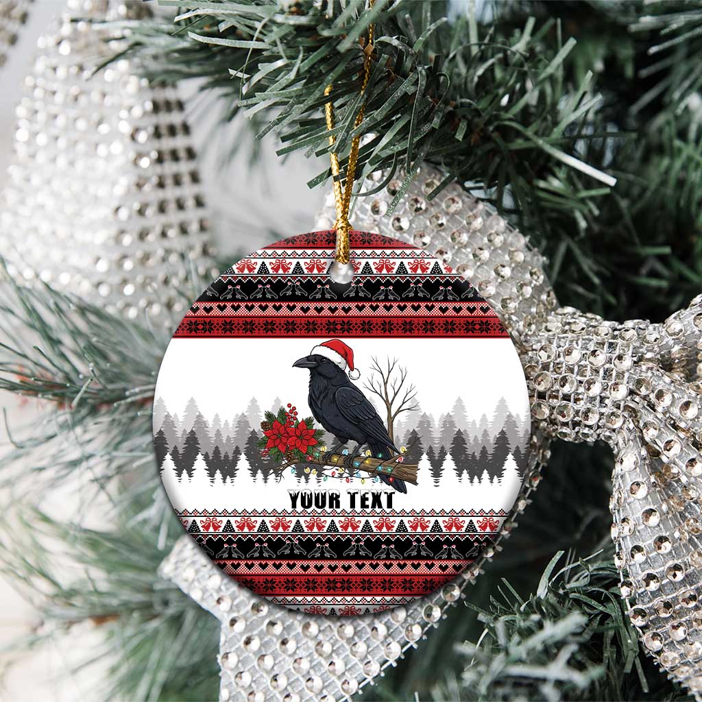 F Caw F Christmas Raven Personalized Ceramic Ornament Holiday Crow Festive - Wonder Print Shop