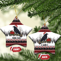 F Caw F Christmas Raven Personalized Ceramic Ornament Holiday Crow Festive - Wonder Print Shop
