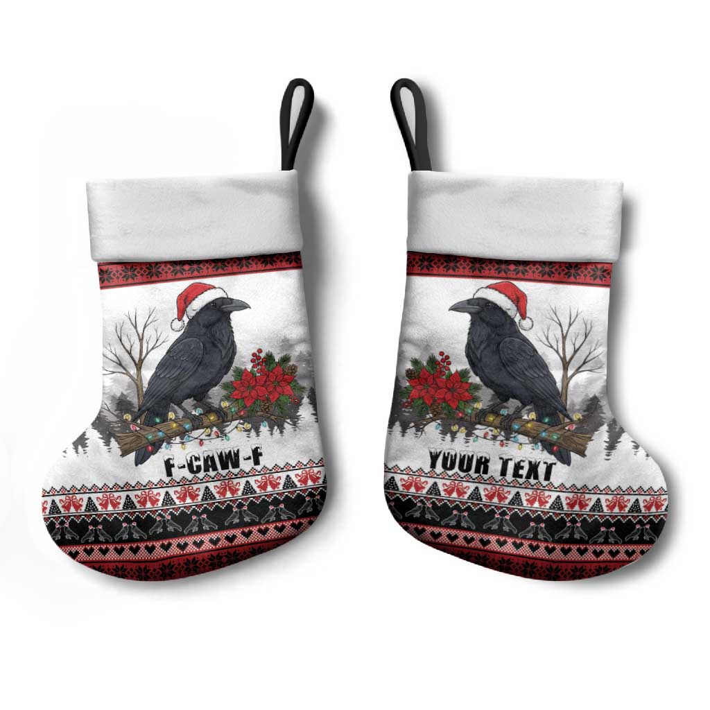 F Caw F Christmas Raven Personalized Christmas Stocking Holiday Crow Festive - Wonder Print Shop
