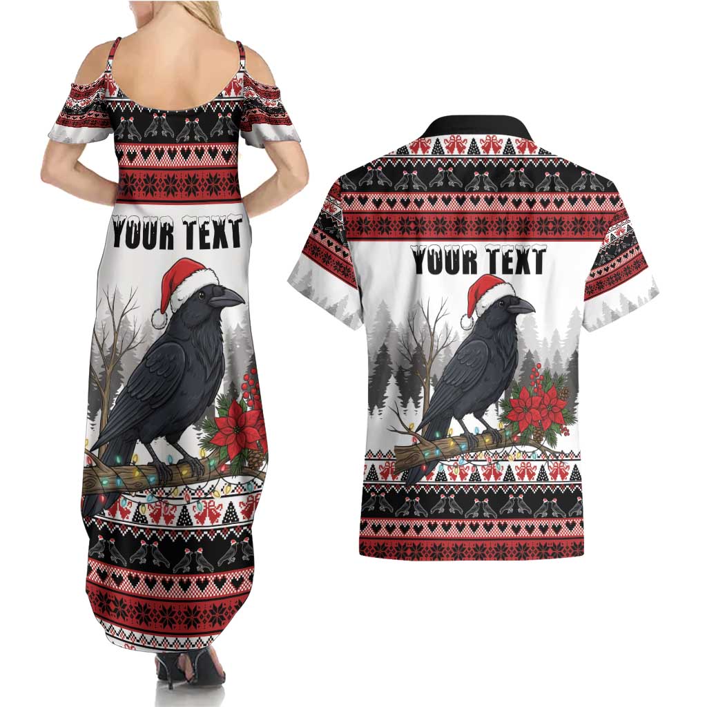 F Caw F Christmas Raven Personalized Couples Matching Summer Maxi Dress and Hawaiian Shirt Holiday Crow Festive - Wonder Print Shop