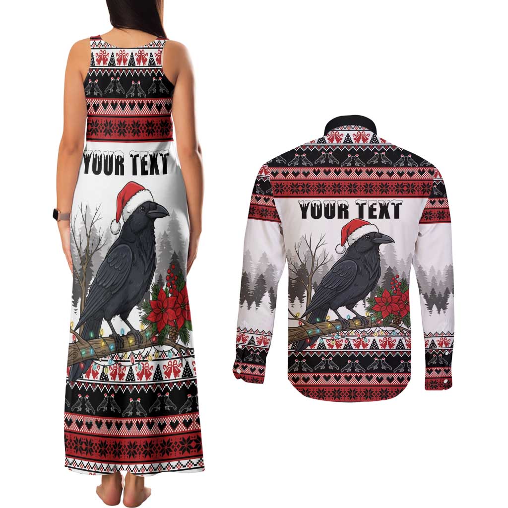 F Caw F Christmas Raven Personalized Couples Matching Tank Maxi Dress and Long Sleeve Button Shirt Holiday Crow Festive - Wonder Print Shop