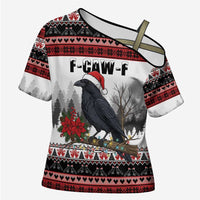 F Caw F Christmas Raven Personalized Cross Shoulder Shirt Holiday Crow Festive - Wonder Print Shop