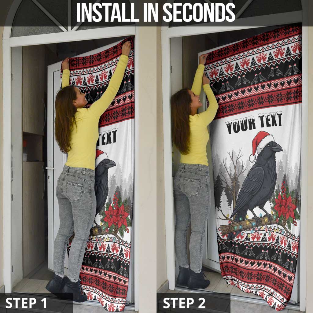 F Caw F Christmas Raven Personalized Door Cover Holiday Crow Festive - Wonder Print Shop