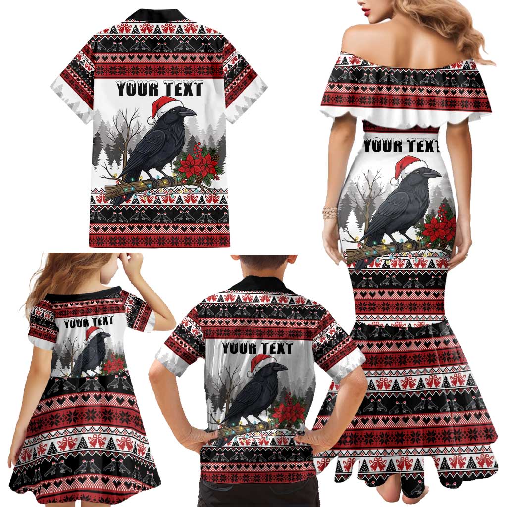 F Caw F Christmas Raven Personalized Family Matching Mermaid Dress and Hawaiian Shirt Holiday Crow Festive - Wonder Print Shop