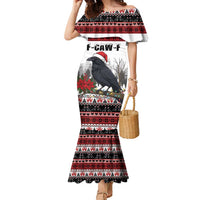 F Caw F Christmas Raven Personalized Family Matching Mermaid Dress and Hawaiian Shirt Holiday Crow Festive - Wonder Print Shop